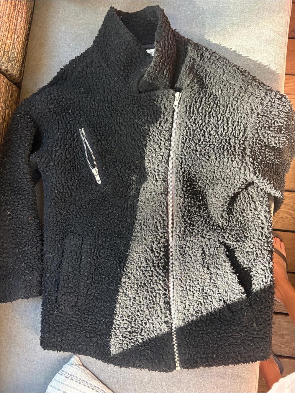 J.O.A. Black Sherpa Lined Jacket